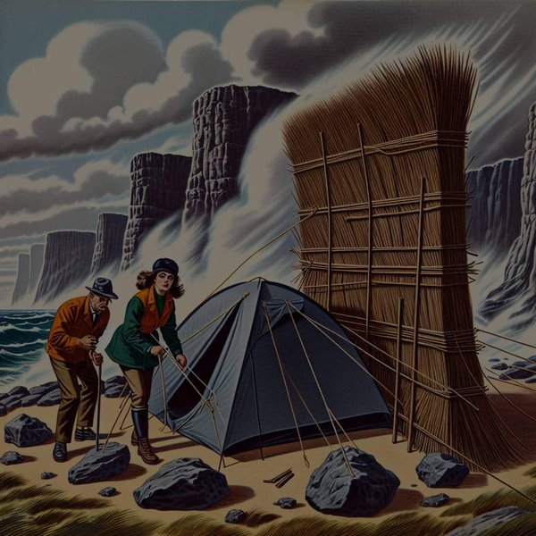 Comment se protéger des vents forts lors d'un camping en bord de falaise?